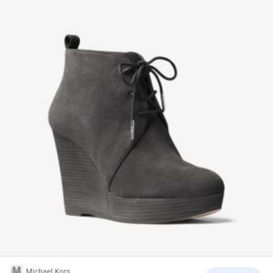 Michael Kors Pierce Black Suede Lace-Up Booties